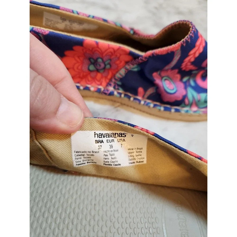 Havaianas‎ Womens 7 Blue Floral Espadrille Slip On Liberty London Paisley Shoes